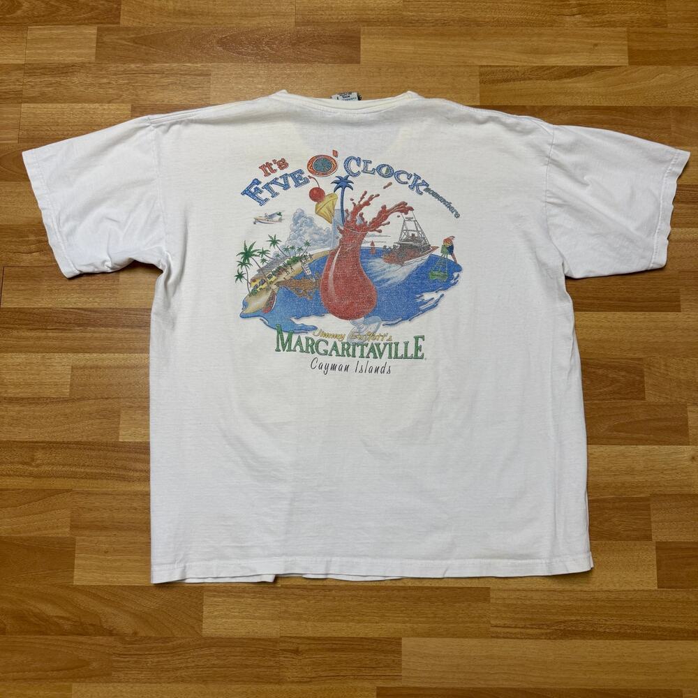 Vintage 20002 Jimmy Buffet's Margaritaville Cayman Islands White Shirt Sz 2XL